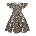 thumbnail image 3 of yuCgh Girls Easter Dress with Flutter Sleeves, A-Line T-Shirt Style Summer Party Dress, Lightweight & Comfortable Easter Dress for Kids,Orange 140, 3 of 4