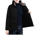 thumbnail image 2 of AUNVITO Women's Thickened Winter Coat Long Sleeve Zip-Up Casual Solid Color Nylon Spandex Blend Outerwear, 2 of 9