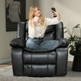 thumbnail image 5 of Faux Leather Recliner Chair Rocking Swivel Reclining Chair Wide Home Theater Seat for Living Room Black, 5 of 6