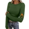 thumbnail image 4 of ZHYou No Boundaries Womens Basic Tops,Slim Fit Long Sleeve Scoop Neck Warm Fashion Pullover Soft Comfortable Tees,Green,Size S, 4 of 9