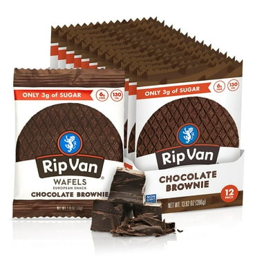 Rip Van Wafels Chocolate AIF4 Brownie Stroopwafels - Healthy Snacks - Non GMO Snack - Keto Friendly - Office Snacks - Low Sugar (3g) - Low Calorie Snack - 1.16 Ounce (Pack of 12)