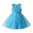 thumbnail image 5 of Gelikeya Flower Girl Dress 3-14Y Girls Wedding Peach Dress Star Sequins Bride Party Dresses with Mesh Layerd Tutu Skirt Blue & 5-6 Years, 5 of 5