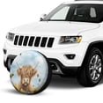 thumbnail image 2 of KAKALAD Watercolor Highland Cow Sunflowers Bees 01 Spare Tire Cover Universal Vehicle Accessories Buckle Car Tools 17”in, 2 of 6