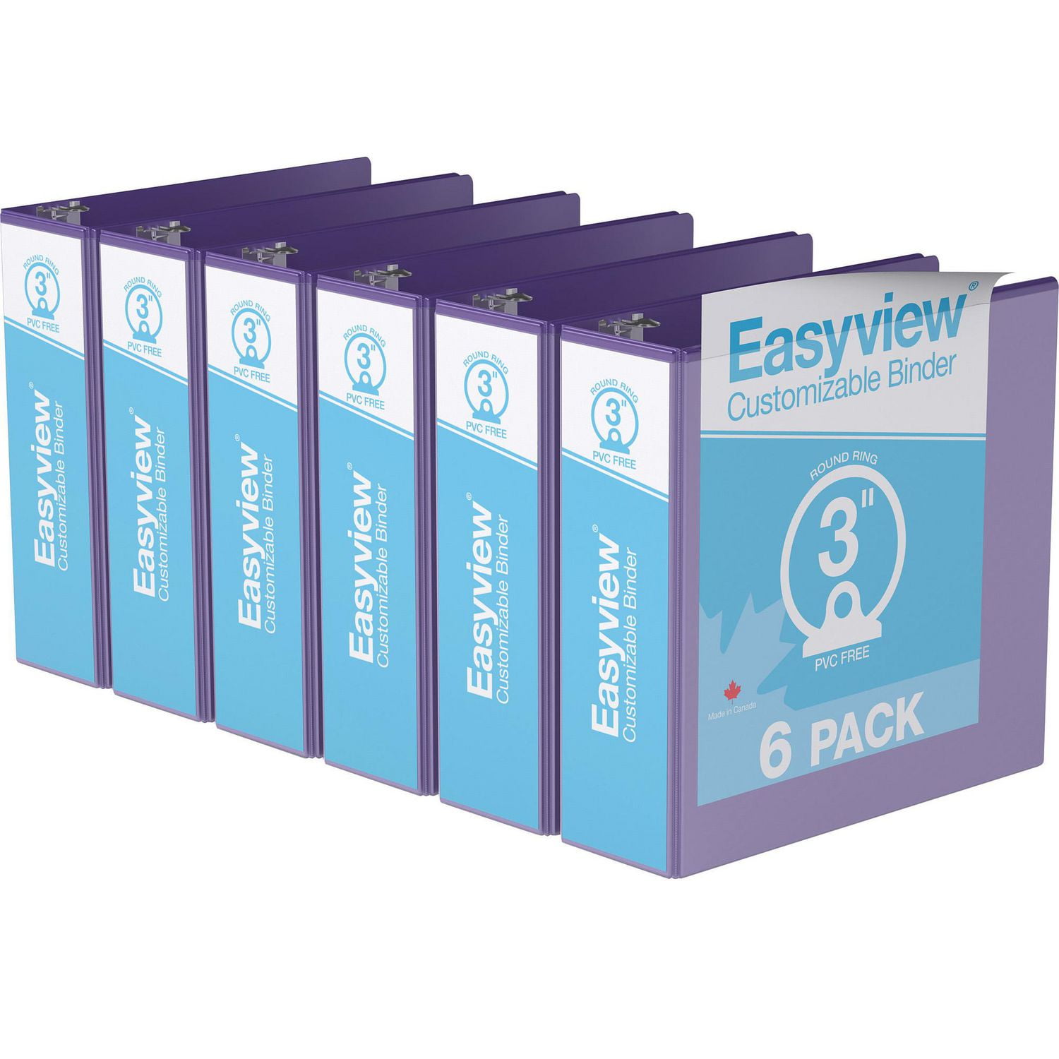 Super offre Easyview, Reliure View à anneaux ronds 3 po, personnalisable, paquet de 6