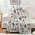 thumbnail image 2 of Western Cowboy Throw Blankets, Wild West Cowboy Ride Horse Cactus Flannel Bed Couch Blanket, Farmhouse Country American West Theme White Throws to Decorate The Room and Bedroom, 2 of 6