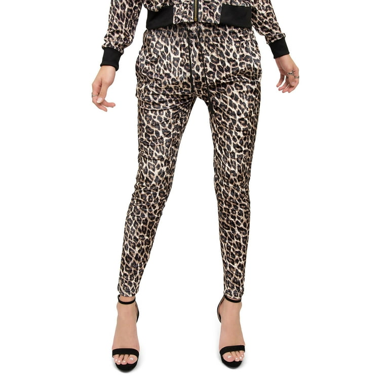 Balance Athletica Leggings Medium Leopard Print Black Velour