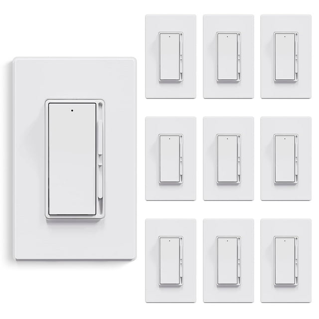 ELEGRP Digital Dimmer Light Switch for 300W Dimmable LED/CFL and 600W Incandescent/Halogen, LED Slide Dimmer Light Switch, Single Pole/3-Way, Wall Plate Included, Matte White,