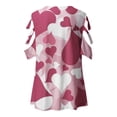thumbnail image 4 of Gibobby Playera Corte clásico para Mujer Camiseta informal manga corta con cremallera y estampado retro para mujer(Rosa caliente,G), 4 of 5