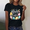 thumbnail image 2 of Mujeres de Manga Corta Tops Casual Nuevo Cuello Redondo Pascua, Ligera Camiseta de Poliéster Spandex, 2 of 4