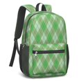 thumbnail image 2 of Green and White Checkered Pattern 17" School Backpacks for Teens,Waterproof Oxford Fabric,S-Shape Padded Straps for School,Travel,Hiking,Camping, 2 of 6