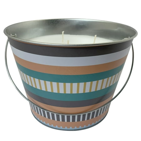 Mainstays 30-Ounce  3-Wick Striped Bucket Outside Citronella Candle  Multi-Color