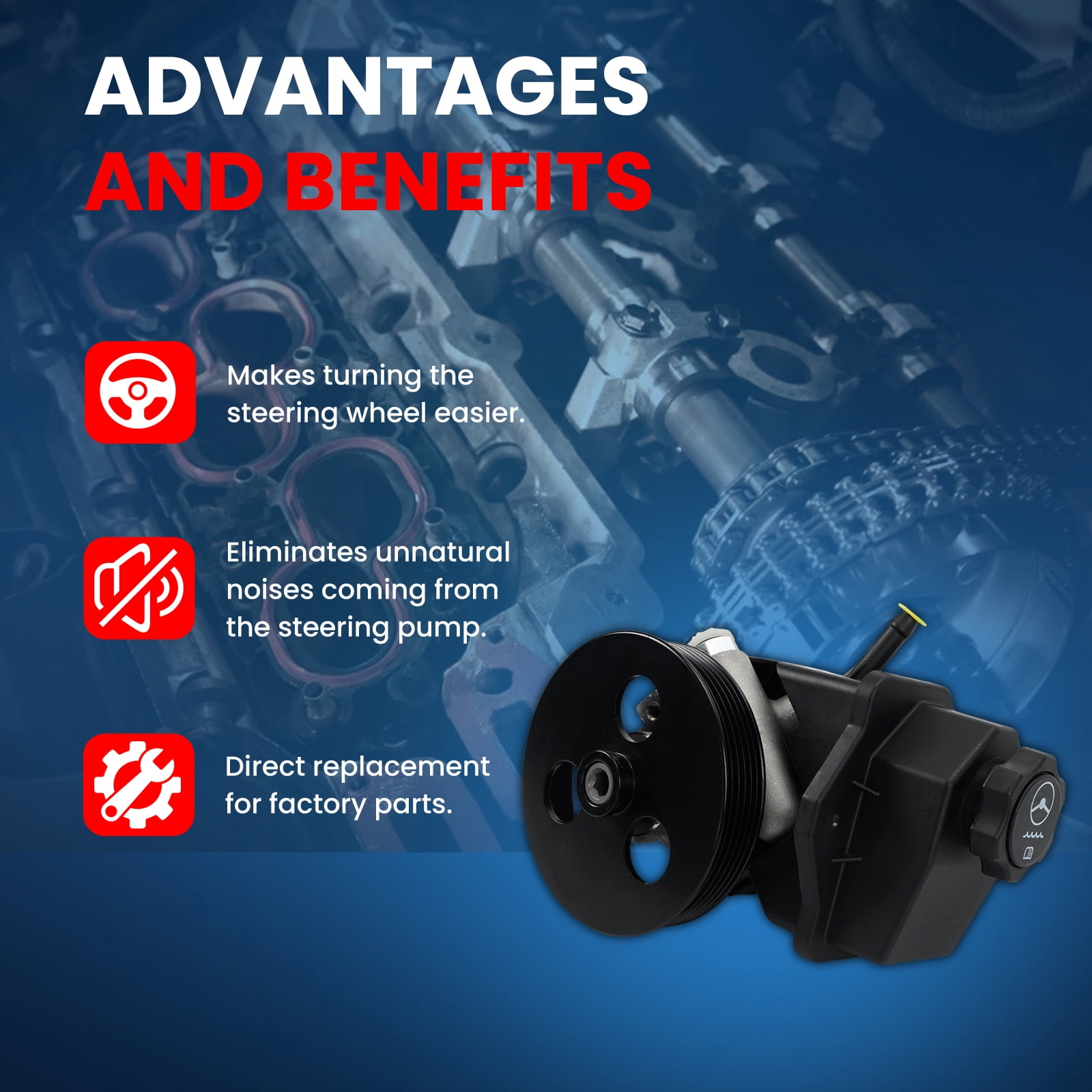 MOCA AUTOPARTS Power Steering Pump Fit for 2006-2011 Chevrolet Impala 3.5L 3.9L & 2006-2007 Chevrolet Monte Carlo 3.5L