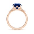 thumbnail image 2 of ANGARA Lab Grown 3.75 Ct Blue Sapphire Engagement Ring with Leaf Motifs for Women in 14K Rose Gold (Size-9mm) | September Birthstone, Anniversary Jewelry Gift for Women | Lab-Grown Blue Sapphire Ring, 2 of 8