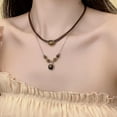 thumbnail image 3 of Vintage Leather Tiger Eye Stone Necklace Chinese Layered Neck Chain, 3 of 9