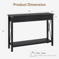 thumbnail image 2 of Console Table with 2 Drawers, Farmhouse Sofa Table with Storage Shelf, X Side Design, Accent Wood Entryway Table, Narrow Sofa Table with Solid Wood Legs for Entryway Living Room Hallway, 2 of 7