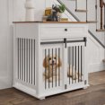 Wooden Dog Crate Furniture with Chew-Proof Design, Sliding Door and ...