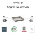 thumbnail image 2 of Ecopots Square Plastic Modern In/Outdoor Planter Flower Pot Saucer, Taupe, 14", 2 of 3