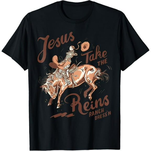 Western Cowgirl Christ Take The Reins Christian Rodeo Vintage T-Shirt Western Take The Reins Christian Rodeo