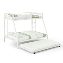 Resenkos Modern Bunk Bed,Twin Over Full Bunk Bed Frame with Trundle for Guest Room-White