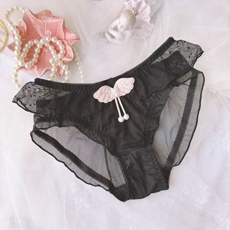 Ladies  Mesh Underwear  Transparent  Sexy  Princess Style  Flying Design  Undergarments  Comfortable Fit  Seamless  Skin-friendly  Fashionable  Daily Wear  Womens Plus Size Clothing | Black L