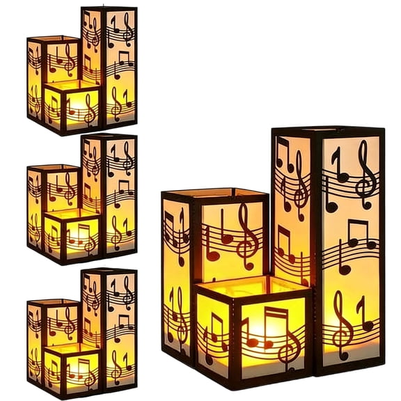 12Pcs Music Centerpieces for Table Music Note Paper Lantern Boxes Table Ideas Decorations for Interior Decoration, Wedding Decorations, and Music-Themed Decorations（3.15in，6.3in，8.78in）
