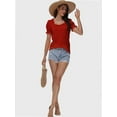 thumbnail image 2 of Womens Summer Tops Casual Square Neck Short Sleeve T Shirts, 2 of 6