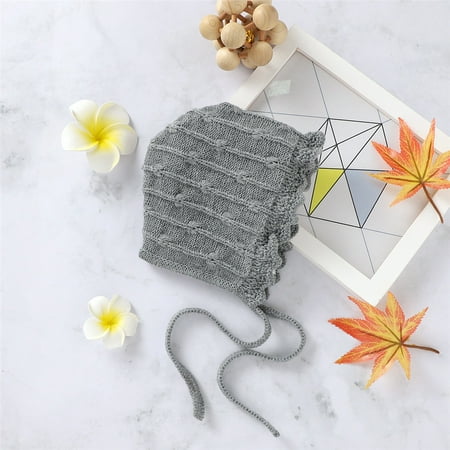 

Puloru Baby Hat Soft Cute Beanie Hat Winter Christening Solid Color Winter Warm Cap