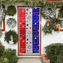 PATLOLLAV Red White Blue Plastic Door Curtain, 78x39 Inch Patriotic Door Cover Hanging Decor for Independence Day Parties & Home Entryways