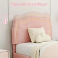 thumbnail image 7 of Twin Upholstered Bed Frame with Storage Drawer & Smart LED, Velvet Princess Platform Bed with Adjustable Headboard, Wood Slats Support, No Box Spring Needed, (Pink with Drawer), 7 of 7