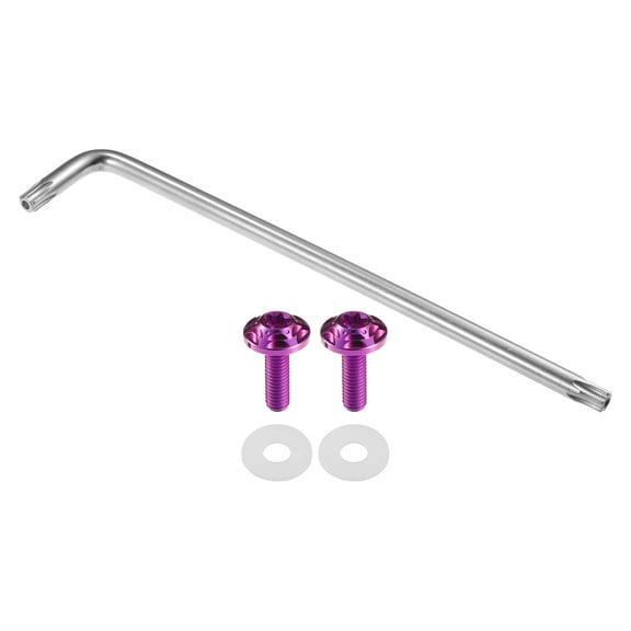 Unique Bargains 1set M6 Car Anti Theft License Plate Screws for Car Frame Holder with 2 Silicone Washers Purple
