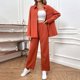 thumbnail image 2 of Gibobby Conjunto de Pantalones para Mujer Conjunto de camisa de manga larga y pantalones de pierna ancha de cintura alta de color sólido de moda para mujer(Naranja,CH), 2 of 5