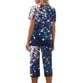 thumbnail image 6 of 4th of July Pajama Sets for Women 2 Pieces Pajamas Red Blue Star and Stripes Print Pullover Short Sleeve Top and Capri Pants Sleepwear, 6 of 6