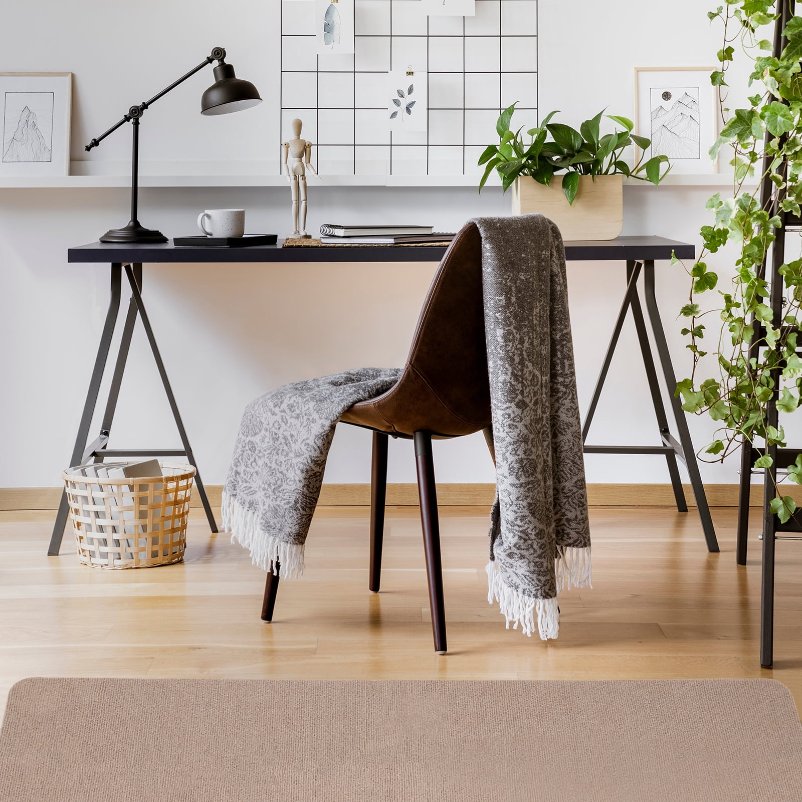 Unique Bargains 55" x 35" Office Chair Mat for Floors Multi-Purpose Desk Mat Khaki
