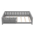 thumbnail image 3 of Bellemave Queen Size Floor Bed with Bookshelf, Wood Montessori Beds with Slats and Safety Guardrail, Low Profile Queen Bed Frame with Fence, No Box Spring Needed (Gray), 3 of 8