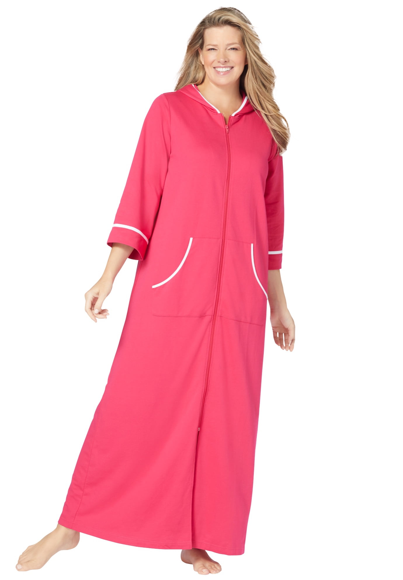 Dreams & Co. Women's Plus Size Long French Terry Robe
