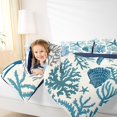 thumbnail image 3 of Castle Fairy Silhouette Coral Starfish Tile Full Size Comforter Sets 3-Piece,Two-Tone Seashell Reef Seamless Pattern Bedding Comforter Set,Navy White,Reversible,1 Comforter and 2 Pillowcases, 3 of 6