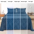 thumbnail image 6 of Lux Decor 4 Piece Queen Sheet Set, Brushed Microfiber Paisley Printed Bed Sheet Set with up to 16" Deep Pocket Fitted Sheet, Flat Sheet & 2 Pillowcases - Easy Care (Navy Blue), 6 of 9