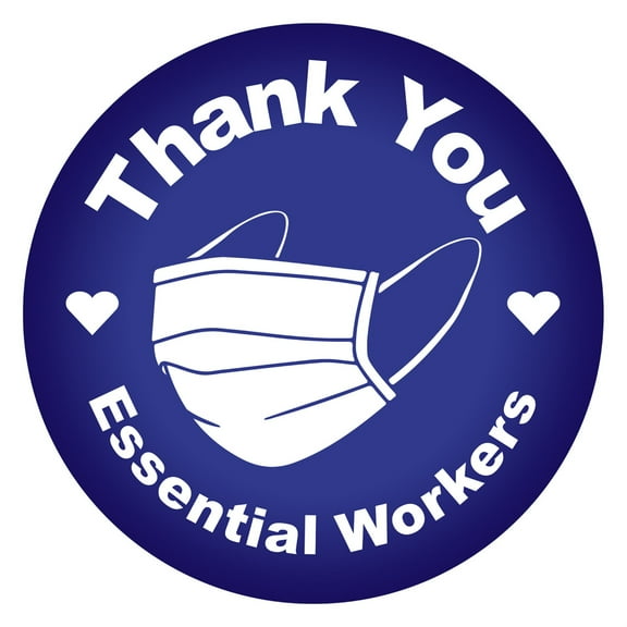 Thank You Essential Workers Button, (Pack of 6)