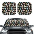 thumbnail image 2 of Daiia Colorful Retro Tape 2PCS Car Windshield Sun Shade, Foldable Sun Shield for Car Front Window, Auto Sun Blocker Visor Protector Universal for Truck SUV Pickup-Large, 2 of 7