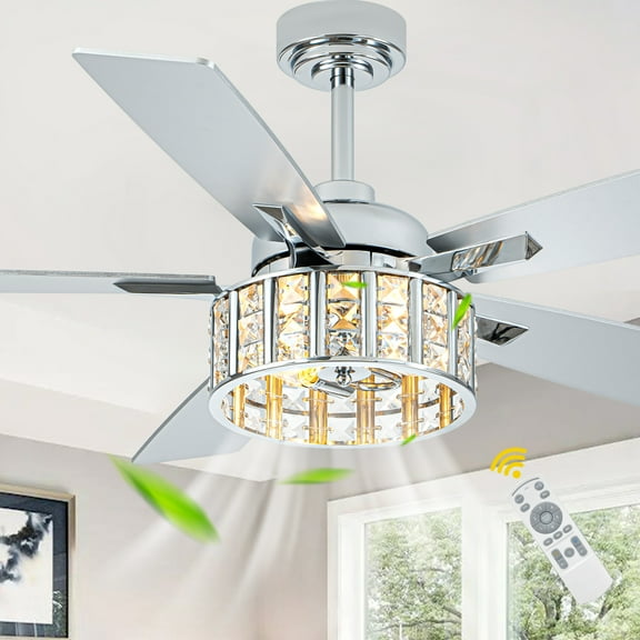 Chords Attic 52" 5-Blade Ceiling Fan with Lights and Remote Control, 6-Speed DC Motor, Timer and Reversible Function for Bedroom, Living Room and Dining Room