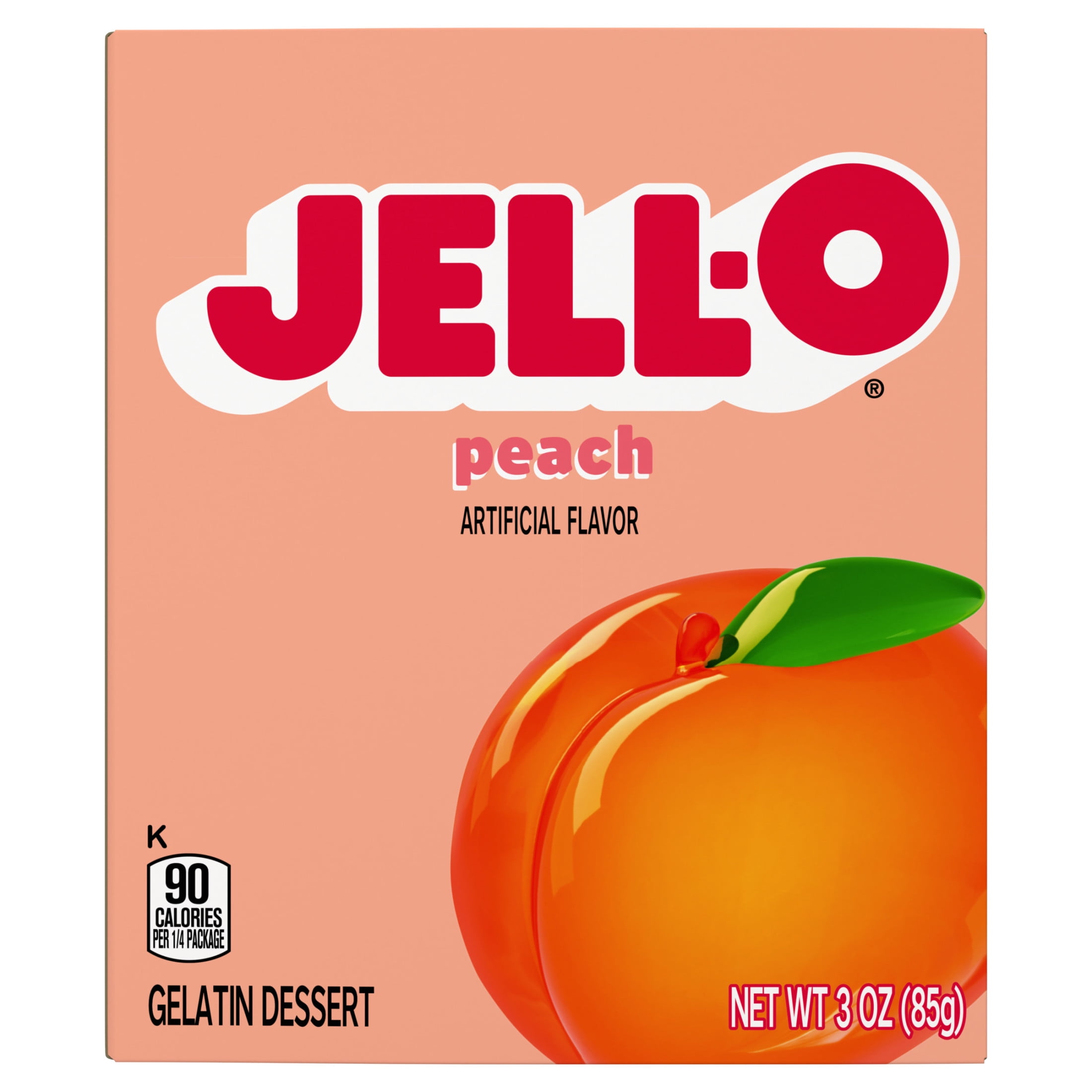 Jell-O Peach Artificially Flavored Gelatin Dessert Mix, 3 oz Box