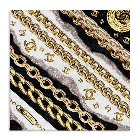 Stupell Industries Modern Fashion Chains and Glam Pattern Canvas Art, 17 x 17, by Ziwei Li