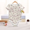 thumbnail image 6 of Pastel Purple Flowers Leaves Spring Pure Cotton Bodysuit Short Sleeve Pajamas One-Piece Romper Unisex 6M, 6 of 6