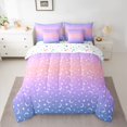thumbnail image 2 of jejeloiu Blue Purple Ombre 7-Piece Twin Bedding Sets,Starry Sky Star Bedding Comforter Set For Kids Reversible, 2 of 8