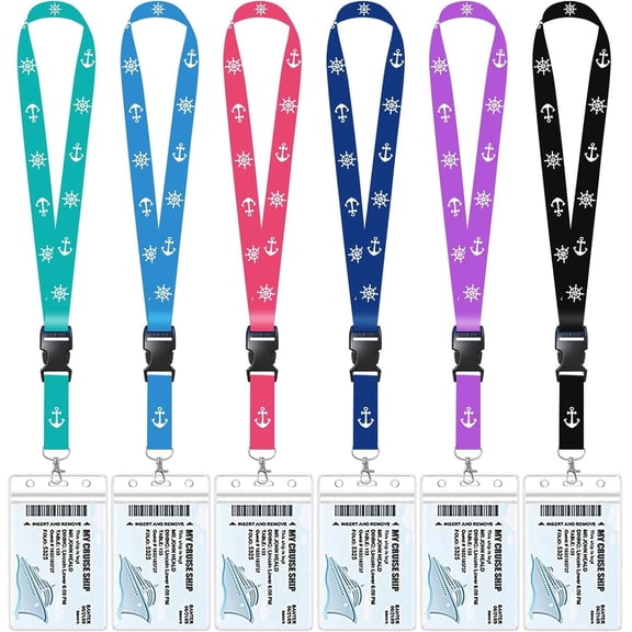 Cruise Lanyards, Cruise Lanyard with Detachable Buckle & ID Badge Holder for Cruises Ships Key Cards, Cruise Essentials & Have Accessories (6 Pcs with 6 Colors)