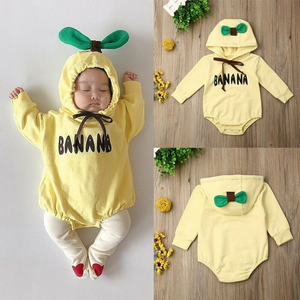 Newborn Kid Baby Girl Boy Cute Banana Outfit Jumpsuit Bodysuit