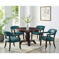 thumbnail image 2 of Tournament Teal Green Faux Leather  Arm Chair with Casters and Cherry finished, 2 of 7