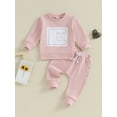 thumbnail image 2 of Arvbitana Toddler Baby Boys Girls 2Pcs Outfits Long Sleeve Letter Print Sweatshirt + Drawstring Pants 3M 6M 12M 18M 24M 3T Infant Casual Tracksuit Daily Clothes, 2 of 9