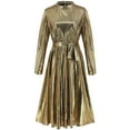 thumbnail image 6 of Ashirexll Wedding Guest Dresses for Women Fashion Flounce Solided Elegant Long Sleeve Round-Neck Formal Dresses for Women Gold L, 6 of 6