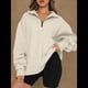 thumbnail image 4 of Sudadera de Entrenamiento de con Media Cremallera para Mujer, de Gran Tamaño, de Larga, Color Liso, con Hombros Caídos. Albaricoque XXL, 4 of 5